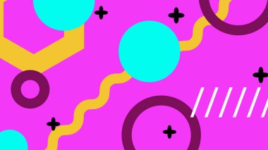 Retro Vibes ile Renkli Geometrik Soyut Arkaplan