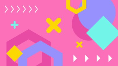 Modern Şekilli Renkli Soyut Geometrik Arkaplan. Canlı Renklerle Geometrik Şekilleri Gösteren Canlı Soyut Arkaplan. Yaratıcı Projeler, Tasarımlar ve Web Kullanımı için ideal