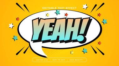 Turuncu Mavi ve Beyaz Evet 3d Düzenlenebilir Metin Efekti - Yazı Tipi Stili