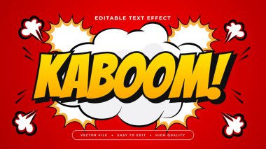 Sarı Beyaz ve Kırmızı Kaboom 3d Düzenlenebilir Metin Efekti - Yazıtipi Biçimi