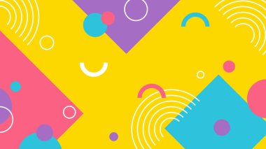 Modern Şekilli Renkli Soyut Geometrik Arkaplan. Canlı Renklerle Geometrik Şekilleri Gösteren Canlı Soyut Arkaplan. Yaratıcı Projeler, Tasarımlar ve Web Kullanımı için ideal