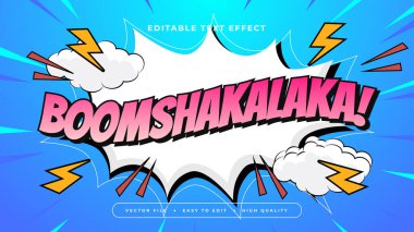 Mavi Beyaz ve Pembe Patlama Shakalaka 3d Düzenlenebilir Metin Efekti - Yazı Tipi Stili