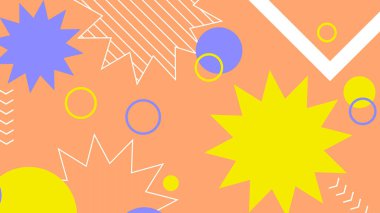 Renkli Şekillere sahip enerjik Soyut Geometrik Arkaplan. Web Tasarımı, Pazarlama Malzemeleri ve Sanatsal Projeler için ideal