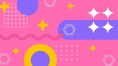 Canlı Şekiller ve Renklerle Soyut Geometrik Arkaplan. Yaratıcı Tasarım Projeleri, Sunumlar ve Modern Sanatsal Gösteriler için ideal