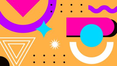 Canlı Şekiller ve Renklerle Soyut Geometrik Arkaplan. Yaratıcı Tasarım Projeleri, Sunumlar ve Modern Sanatsal Gösteriler için ideal