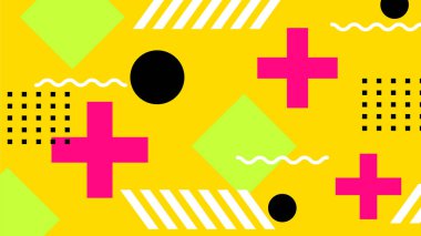 Renkli Şekillere sahip enerjik Soyut Geometrik Arkaplan. Web Tasarımı, Pazarlama Malzemeleri ve Sanatsal Projeler için ideal