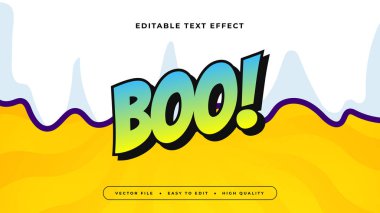 Sarı Beyaz ve Yeşil Boo 3d Düzenlenebilir Metin Efekti - Yazı Tipi