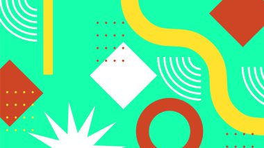 Retro Vibes ile Renkli Geometrik Soyut Arkaplan