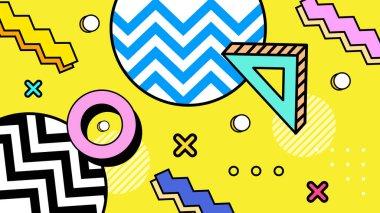 Renkli Şekillere sahip enerjik Soyut Geometrik Arkaplan. Web Tasarımı, Pazarlama Malzemeleri ve Sanatsal Projeler için ideal