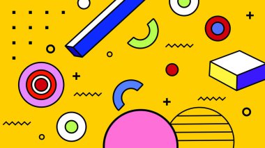 Canlı Şekiller ve Renklerle Soyut Geometrik Arkaplan. Yaratıcı Tasarım Projeleri, Sunumlar ve Modern Sanatsal Gösteriler için ideal