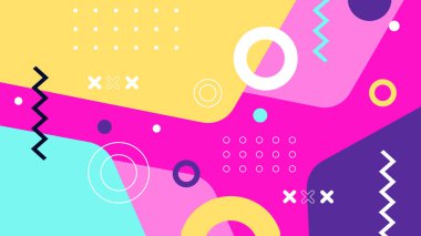 Canlı Şekiller ve Renklerle Soyut Geometrik Arkaplan. Yaratıcı Tasarım Projeleri, Sunumlar ve Modern Sanatsal Gösteriler için ideal