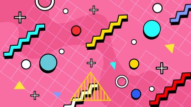Retro Vibes ile Renkli Geometrik Soyut Arkaplan