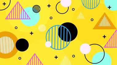 Canlı Şekiller ve Renklerle Soyut Geometrik Arkaplan. Yaratıcı Tasarım Projeleri, Sunumlar ve Modern Sanatsal Gösteriler için ideal