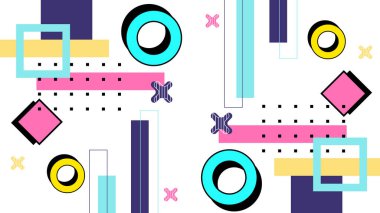 Modern Şekilli Renkli Soyut Geometrik Arkaplan. Canlı Renklerle Geometrik Şekilleri Gösteren Canlı Soyut Arkaplan. Yaratıcı Projeler, Tasarımlar ve Web Kullanımı için ideal