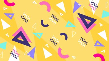 Modern Şekilli Renkli Soyut Geometrik Arkaplan. Canlı Renklerle Geometrik Şekilleri Gösteren Canlı Soyut Arkaplan. Yaratıcı Projeler, Tasarımlar ve Web Kullanımı için ideal