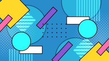 Canlı Şekiller ve Renklerle Soyut Geometrik Arkaplan. Yaratıcı Tasarım Projeleri, Sunumlar ve Modern Sanatsal Gösteriler için ideal