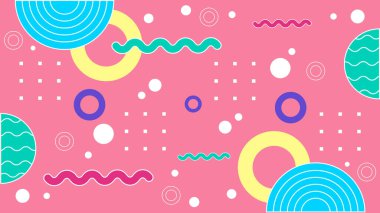 Renkli Şekillere sahip enerjik Soyut Geometrik Arkaplan. Web Tasarımı, Pazarlama Malzemeleri ve Sanatsal Projeler için ideal