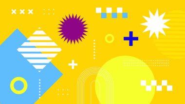 Renkli Şekillere sahip canlı Geometrik Soyut Arkaplan. Canlı Geometrik Şekiller ve Kalın Renkler içeren Oyuncu ve Dinamik Soyut Bir Arkaplan Modern ve Enerjik Tasarım Oluştur