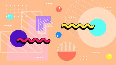 Modern Şekilli Renkli Soyut Geometrik Arkaplan. Canlı Renklerle Geometrik Şekilleri Gösteren Canlı Soyut Arkaplan. Yaratıcı Projeler, Tasarımlar ve Web Kullanımı için ideal