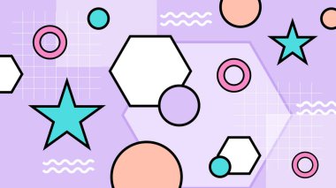 Renkli Şekillere sahip canlı Geometrik Soyut Arkaplan. Canlı Geometrik Şekiller ve Kalın Renkler içeren Oyuncu ve Dinamik Soyut Bir Arkaplan Modern ve Enerjik Tasarım Oluştur