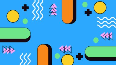 Modern Şekilli Renkli Soyut Geometrik Arkaplan. Canlı Renklerle Geometrik Şekilleri Gösteren Canlı Soyut Arkaplan. Yaratıcı Projeler, Tasarımlar ve Web Kullanımı için ideal