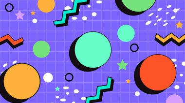 Canlı Şekiller ve Renklerle Soyut Geometrik Arkaplan. Yaratıcı Tasarım Projeleri, Sunumlar ve Modern Sanatsal Gösteriler için ideal