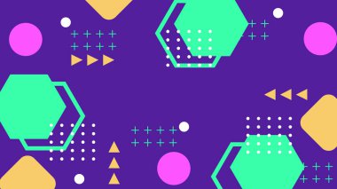 Canlı Şekiller ve Renklerle Soyut Geometrik Arkaplan. Yaratıcı Tasarım Projeleri, Sunumlar ve Modern Sanatsal Gösteriler için ideal