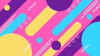 Modern Şekilli Renkli Soyut Geometrik Arkaplan. Canlı Renklerle Geometrik Şekilleri Gösteren Canlı Soyut Arkaplan. Yaratıcı Projeler, Tasarımlar ve Web Kullanımı için ideal