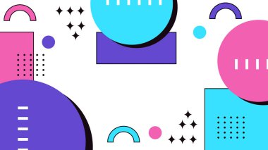 Modern Şekilli Renkli Soyut Geometrik Arkaplan. Canlı Renklerle Geometrik Şekilleri Gösteren Canlı Soyut Arkaplan. Yaratıcı Projeler, Tasarımlar ve Web Kullanımı için ideal