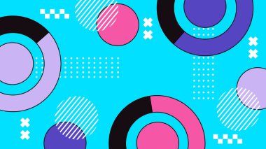 Renkli Şekillere sahip enerjik Soyut Geometrik Arkaplan. Web Tasarımı, Pazarlama Malzemeleri ve Sanatsal Projeler için ideal