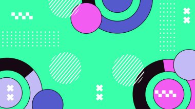 Modern Şekilli Renkli Soyut Geometrik Arkaplan. Canlı Renklerle Geometrik Şekilleri Gösteren Canlı Soyut Arkaplan. Yaratıcı Projeler, Tasarımlar ve Web Kullanımı için ideal