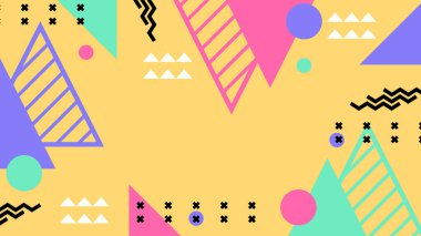 Renkli Şekillere sahip canlı Geometrik Soyut Arkaplan. Canlı Geometrik Şekiller ve Kalın Renkler içeren Oyuncu ve Dinamik Soyut Bir Arkaplan Modern ve Enerjik Tasarım Oluştur