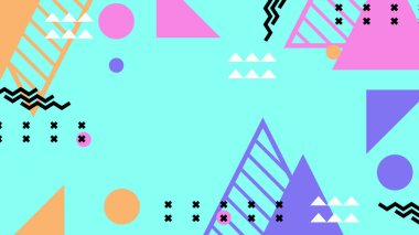 Renkli Şekillere sahip enerjik Soyut Geometrik Arkaplan. Web Tasarımı, Pazarlama Malzemeleri ve Sanatsal Projeler için ideal