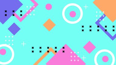 Renkli Şekillere sahip enerjik Soyut Geometrik Arkaplan. Web Tasarımı, Pazarlama Malzemeleri ve Sanatsal Projeler için ideal