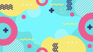 Renkli Şekillere sahip enerjik Soyut Geometrik Arkaplan. Web Tasarımı, Pazarlama Malzemeleri ve Sanatsal Projeler için ideal