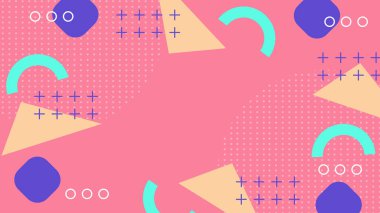 Renkli Şekillere sahip enerjik Soyut Geometrik Arkaplan. Web Tasarımı, Pazarlama Malzemeleri ve Sanatsal Projeler için ideal