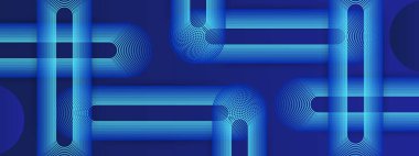 Posta, Arkaplan, Banner, Ad, Promo, Davetiye, Etc İçin Parlak Geometrik Çizgilere sahip Mavi Soyut Sancak