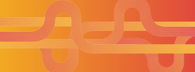 Posta, Arkaplan, Banner, Ad, Promo, Davetiye, Etc için Geometrik Çizgilerle Turuncu ve Beyaz Sancak Tasarımı İdeal