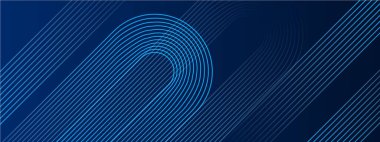 Posta, Arkaplan, Banner, Ad, Promo, Davetiye, Etc İçin Parlak Geometrik Çizgilere sahip Mavi Soyut Sancak