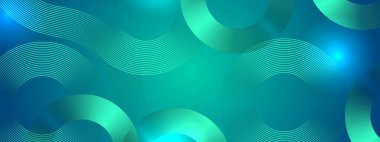 Posta, Arkaplan, Banner, Ad, Promo, Davetiye, Etc İçin Parlayan Geometrik Çizgilerle Mavi ve Yeşil Soyut Sancak