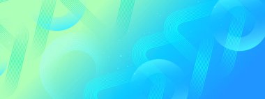 Posta, Arkaplan, Banner, Ad, Promo, Davetiye, Etc için Geometrik Çizgilerle Mavi ve Yeşil Sancak Tasarımı İdeal