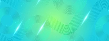 Posta, Arkaplan, Banner, Ad, Promo, Davetiye, Etc için Geometrik Çizgilerle Mavi ve Yeşil Sancak Tasarımı İdeal