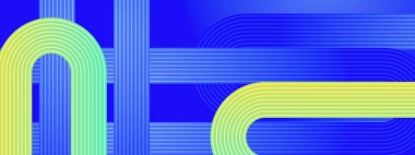 Posta, Arkaplan, Banner, Ad, Promo, Davetiye, Etc için Geometrik Çizgilerle Mavi ve Yeşil Sancak Tasarımı İdeal