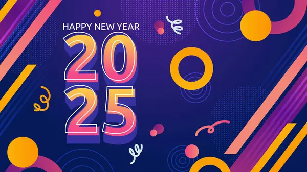 Mor Menekşe Portakal ve Pembe Modern Mutlu Yıllar 2025 Tasarım Arkaplanı