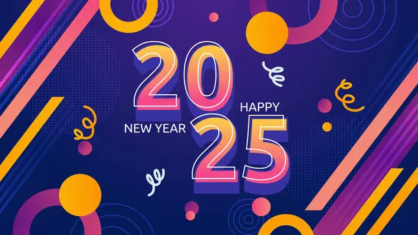 Mor Menekşe Portakal ve Pembe Soyut Mutlu Yıllar 2025 Tasarım Arkaplanı