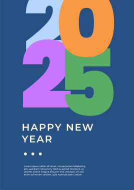 2025 Mutlu Yıllar 2025 Düz Tasarım Posteri