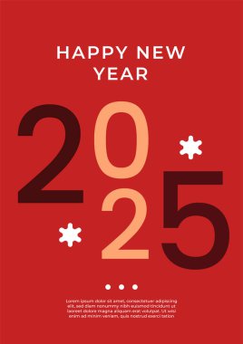 Kırmızı Yeni Yıl 2025 Modern Kapak Posteri Tasarımı Arkaplanı