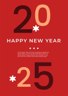 Kırmızı Yeni Yıl 2025 Modern Kapak Posteri Tasarımı Arkaplanı