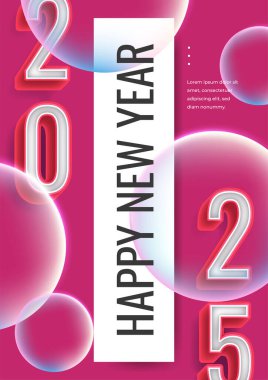 Yeni Yıl 2025 Pembe ve Beyaz Biçimli Flyer Şablonu
