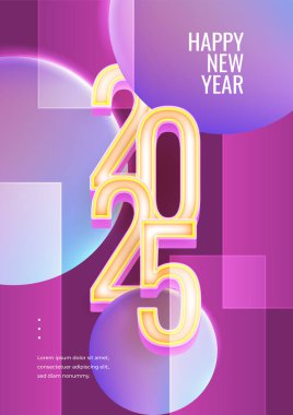 Yeni Yıl 2025 Mor Mor ve Sarı Biçimli Flyer Şablonu